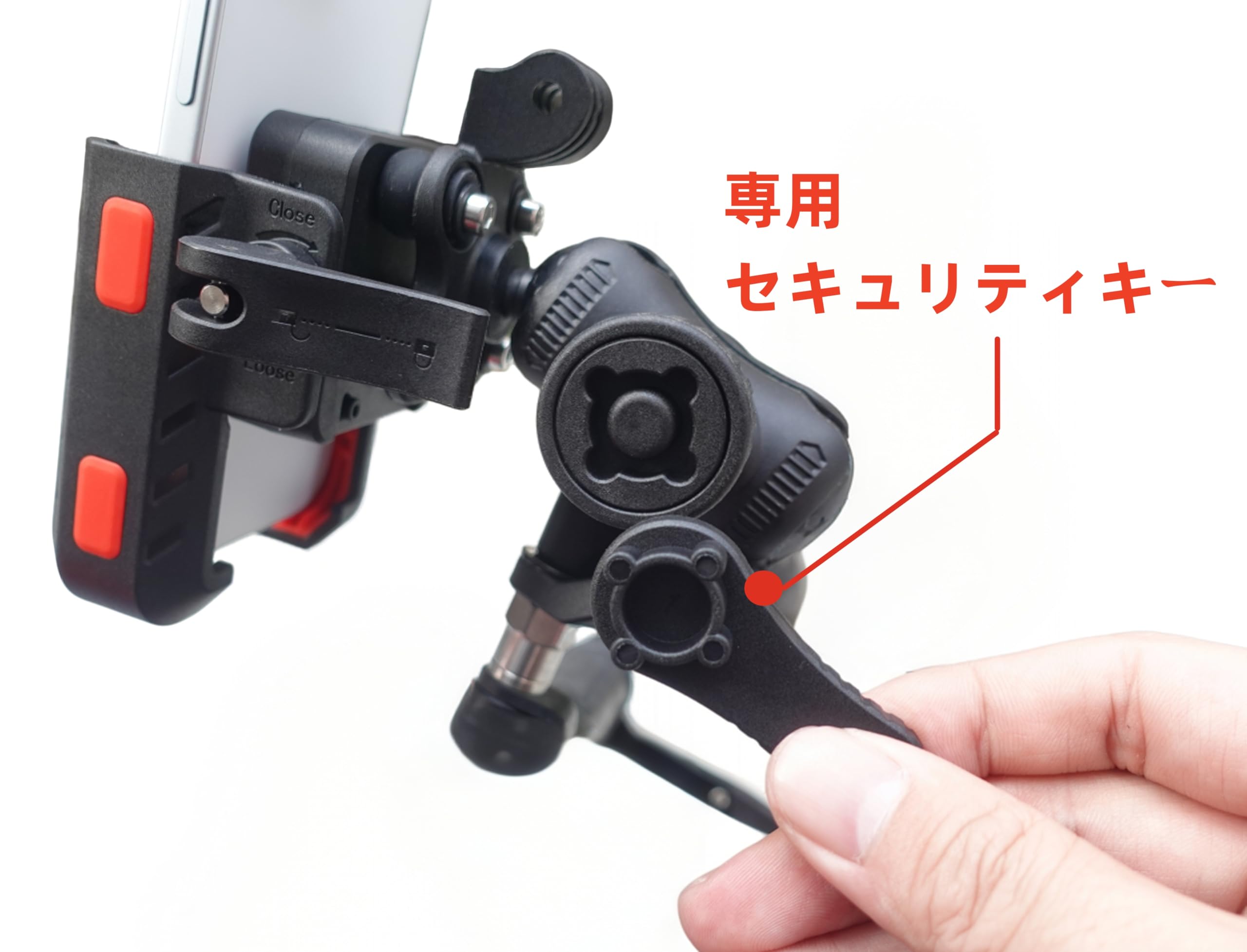 バイクスマホホルダー スクーター オートバイ 振動吸収 防振 3D 角度調整 左右シームレスサポート 衝撃カット 360° 全方向回転 二重ロックシステム バイク/原付/自転車/スクーター/原付 スマホホルダー - 5