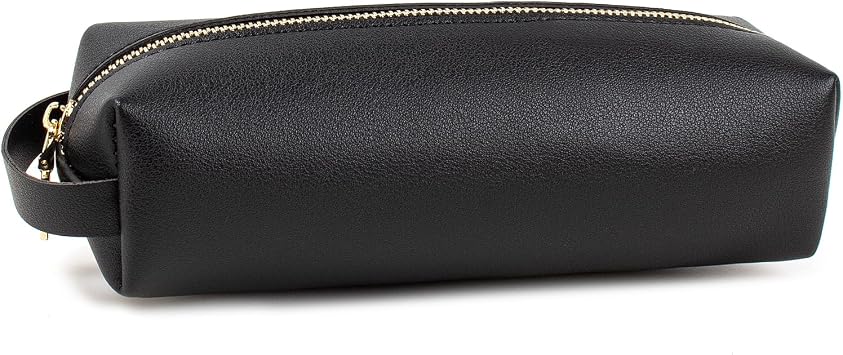Travel Makeup Bag, Slim Makeup Brush Bag Small Makeup Bag for Purse Leather Brush Holder Bag Portable Cosmetic Case Travel Toiletry Bag with Zipper Car Essentials for Women Girls