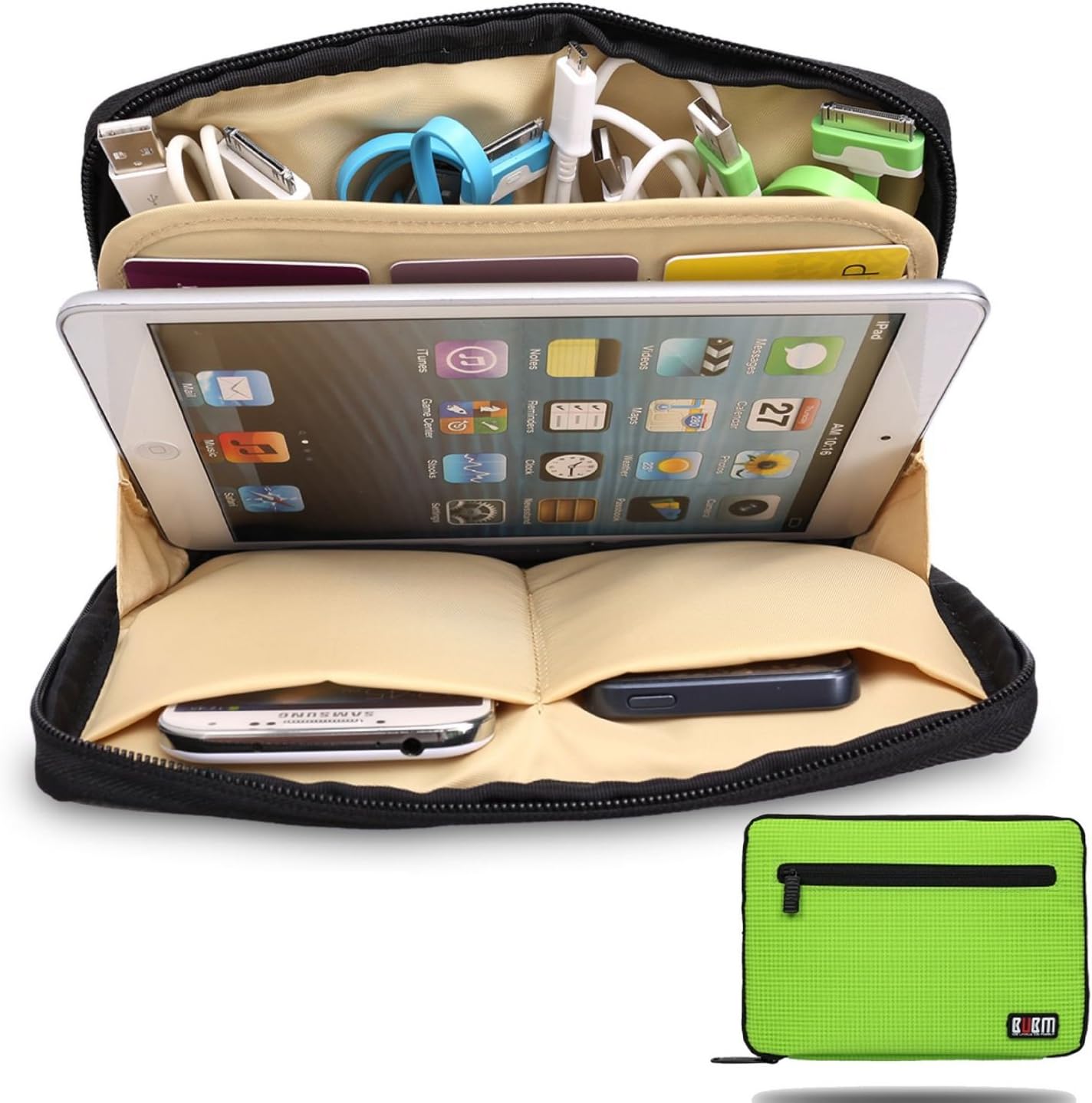 BUBM Portable Universal Electronics Accessories Travel Organizer/Ipad Mini Case