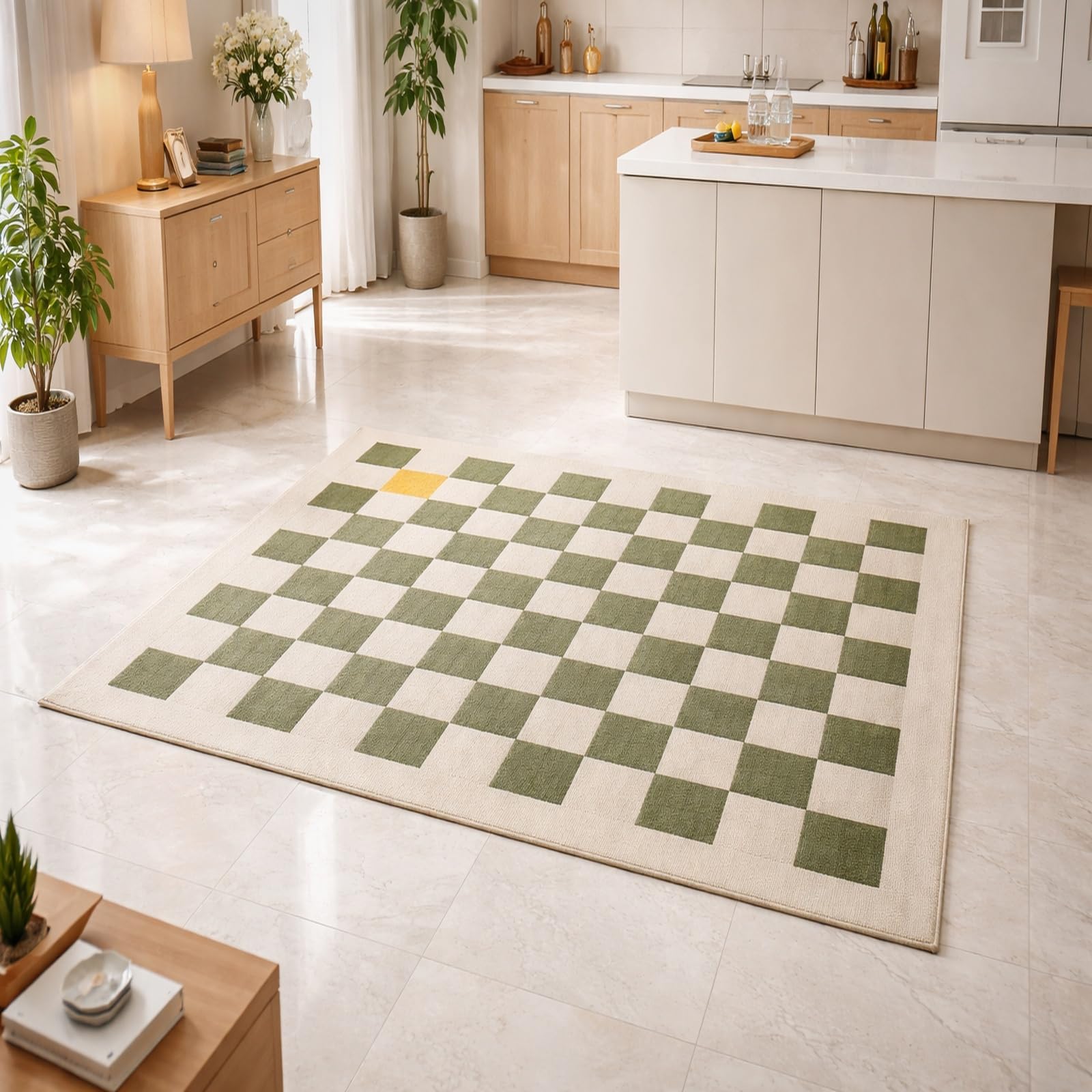 Tapis de salon 120x180cm vert antidérapant résistant aux taches