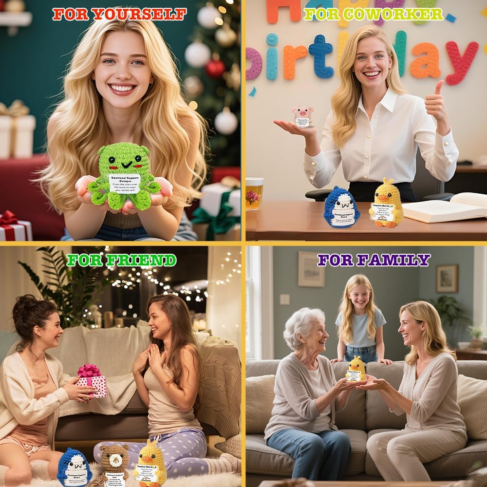 Crochet Positive Animals, Crocheted Stuffed Animal, Emotional Support Crochet Animals Alreadymade Mini, Emotional Support Shark, Duck, Graduation Gift, Employee Appreciation Gifts Bulk - Image 9