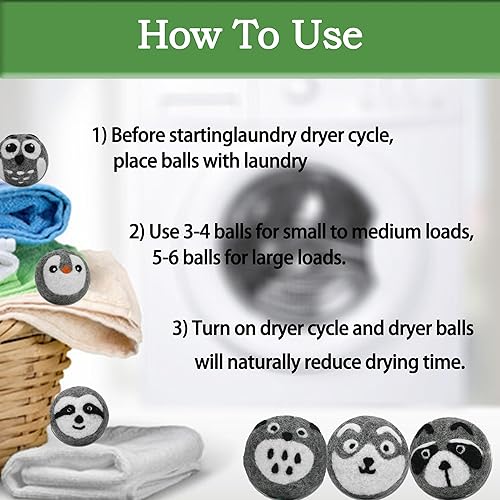 Miniatura 7 de Deecam Bolas de lana XL para secadora  Suavizante de tela natural hecho a mano, reutilizable, sin sabor, reduce las arrugas de las bolas de