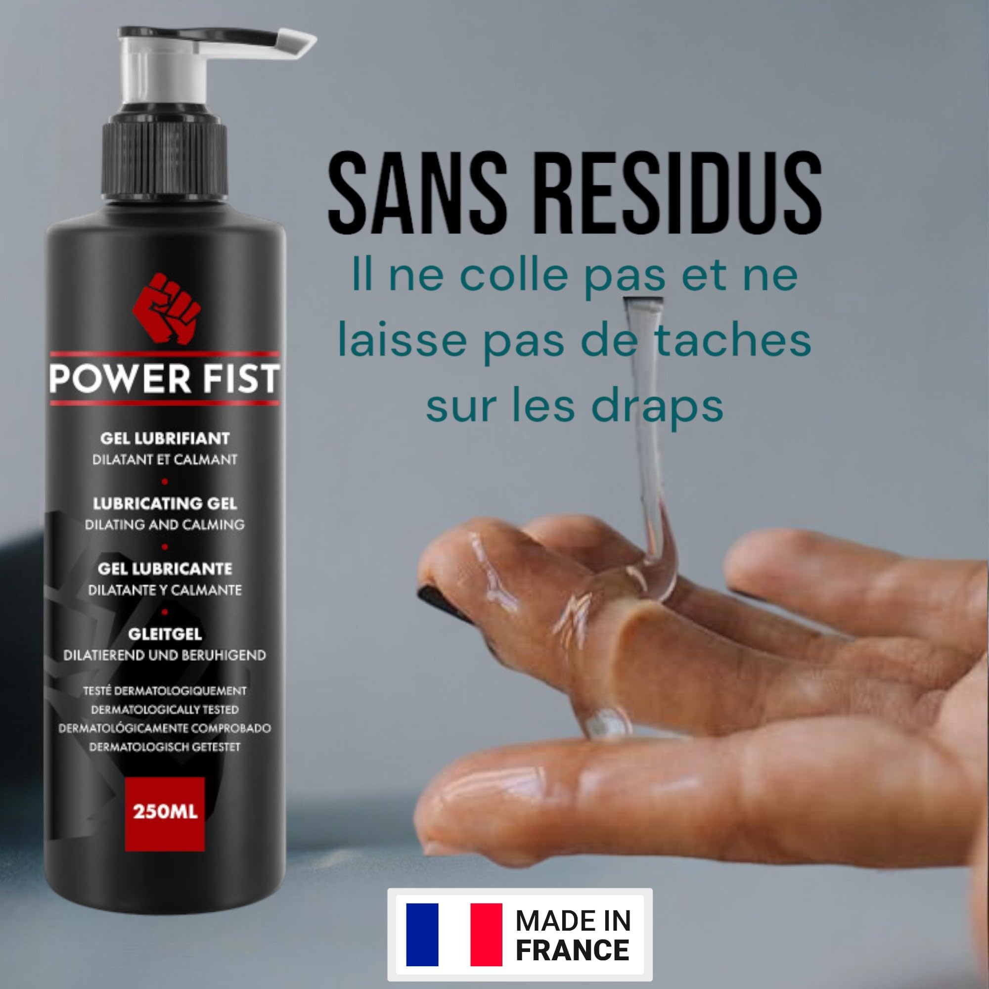 Power Fist Lubrifiant 250ml – Ultra Glisse Spécial Fortes Dilatations | Confort Longue Durée, Compatible Jouets & Préservatifs | Formule Sûre, Hypoallergénique, Base Eau