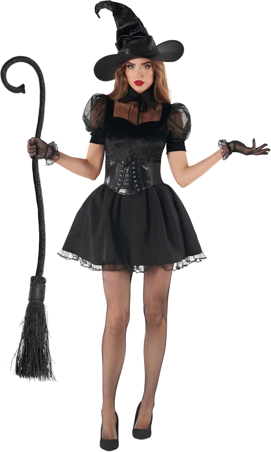 Morph Black Witch Costume Womens With Hat, Black Witch Dress For Women, Halloween Costumes For Women Adult