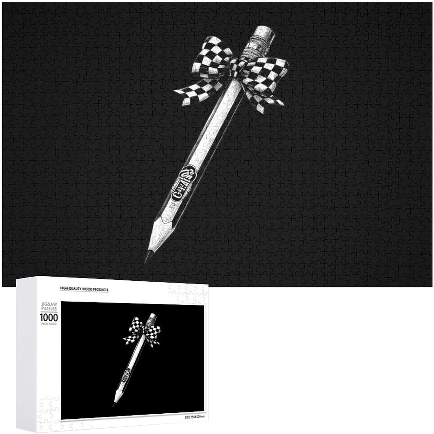 Teacher Checkered Pencil Puzzles for Adults 1000 PCS Wooden Jigsaw Puzzle Wall Decor Christmas