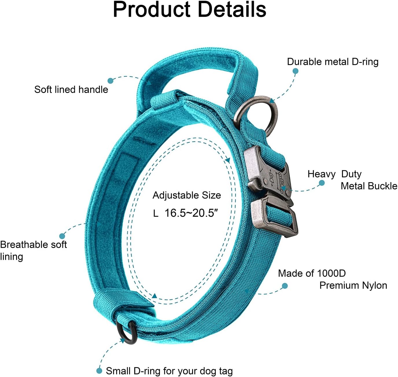 Tactical Dog Collar and Leash Set with Handle for Large Dogs image 2