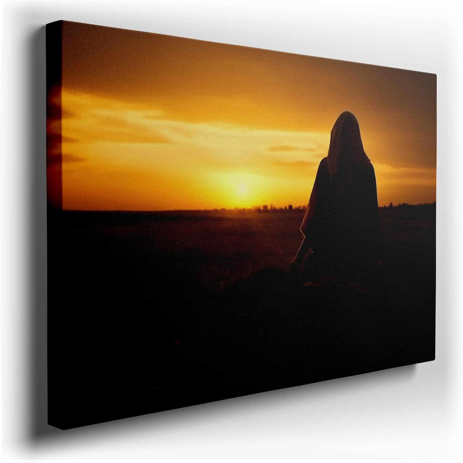 Canvas for Living room. Meditative Bliss Amidst a Golden Sunset Serenade, 27 x 18 inch Canvas Wall Art - Contemporary Masterpieces - Modern Home Decor - 69x46 cm (27x18 inch)