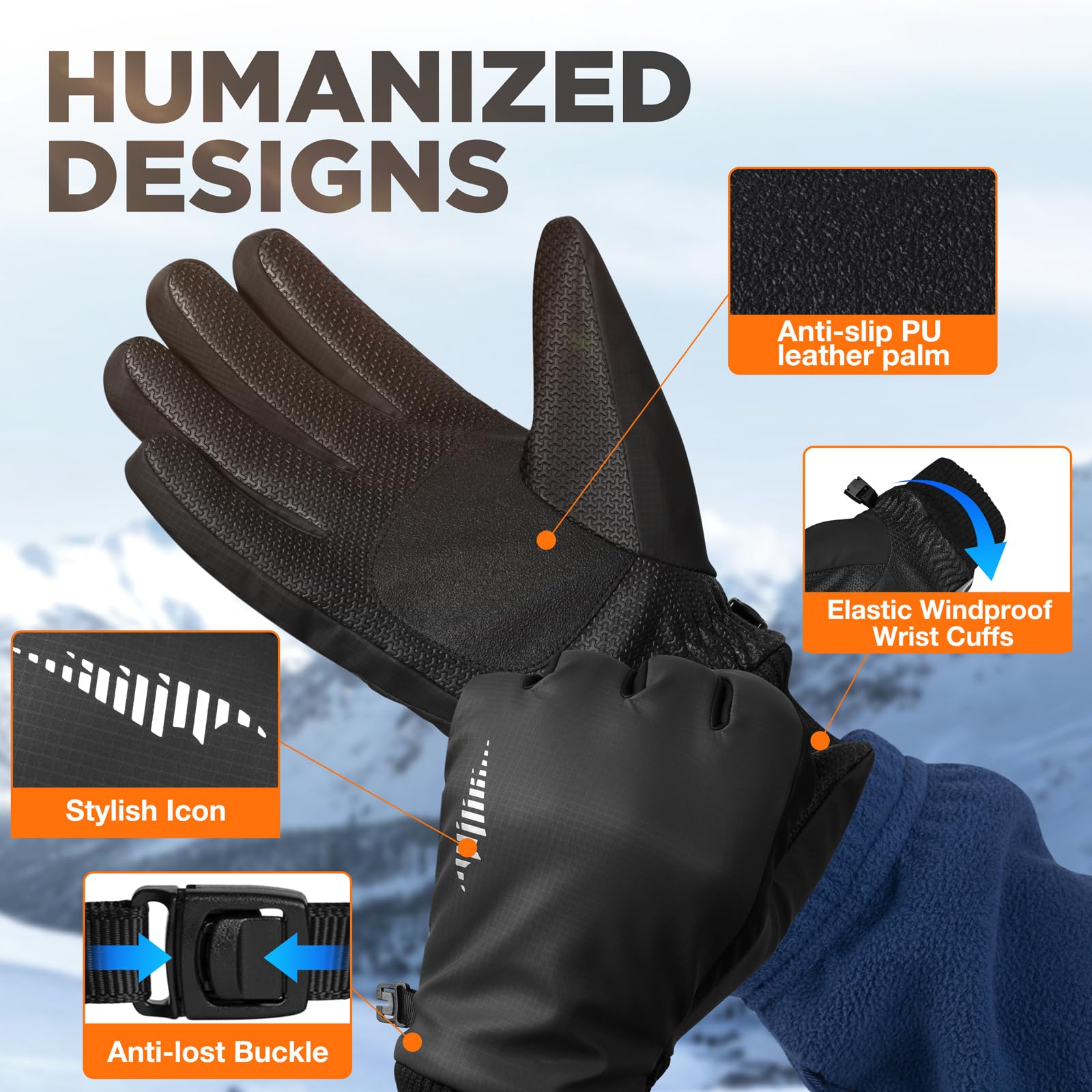 SIMARI Winterhandschuhe Herren Damen Thermo wasserdichte Warme Touchscreen Fahrradhandschuhe Snowboard Ski Outdoor Anti-Rutsch Winddicht Laufen Wandern Plüsch Winter SMRG108