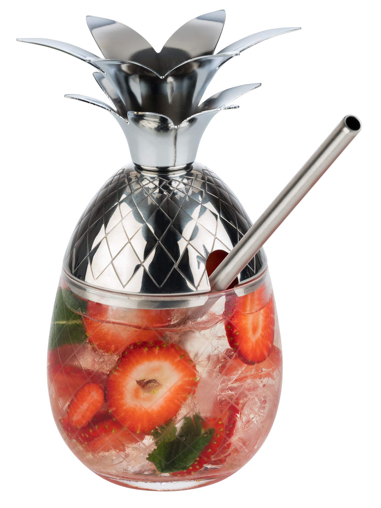 2 Bicchieri A Forma Di Ananas In Vetro – 480 Ml – Retrò Per Cocktail E Succo