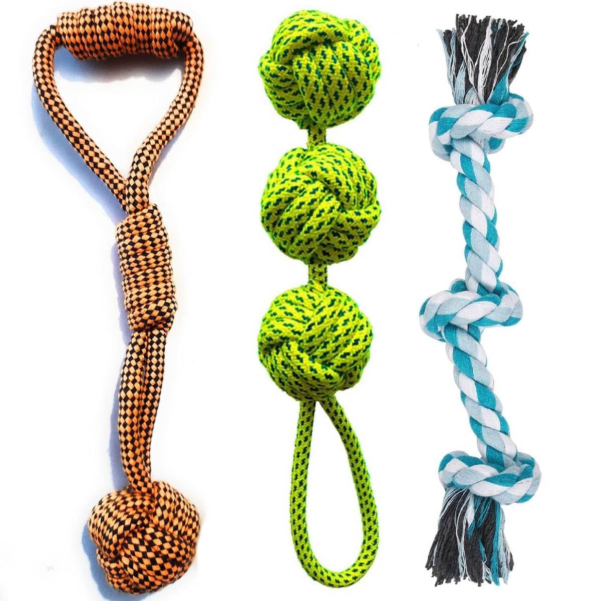 YOUHAVEDEAL Dog Chew Tough Toys for Aggressive Chewers Large Breed, Heavy Duty Dental Rope Toys Kit for Medium Dogs, 3 Knots Indestructible Dog Toys - Color May Vary (B0CTT955S2) Amazon Price History, Amazon Price Tracker
