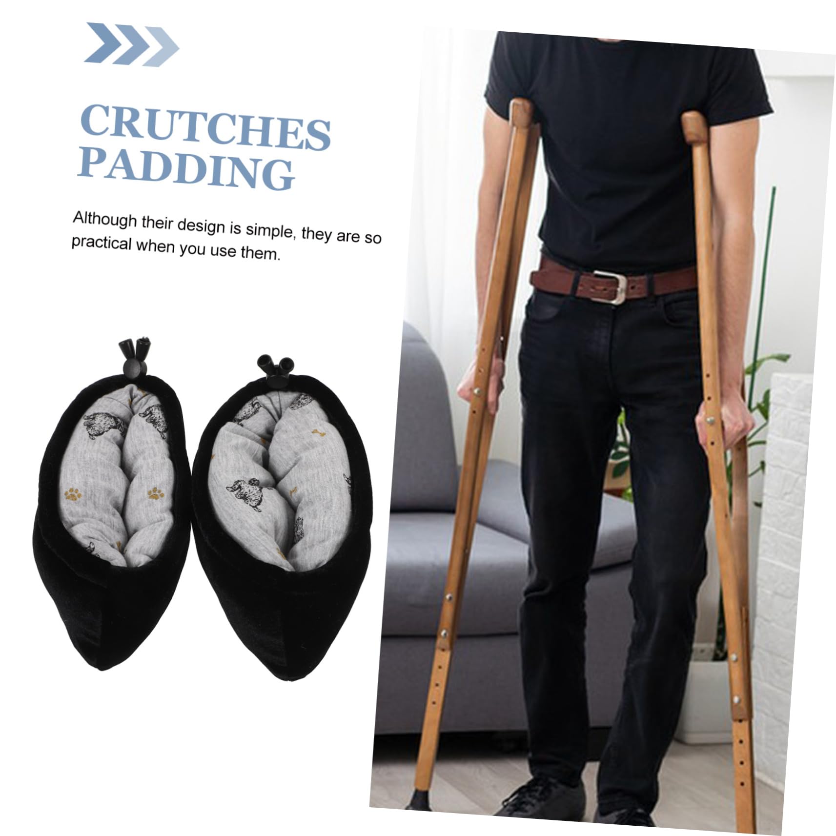 Baluue 2pares Fundas Reutilizables Para Muletas Almohadillas De Reemplazables y Resistentes Al Soporte Cómodo Para Mayores