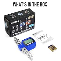 Vista 7 de RoMech Báscula digital para colgar de 1100 libras con funda de aluminio fundido, mini balanza de mano de 1,102.3 lbs con ganchos para caza en granja