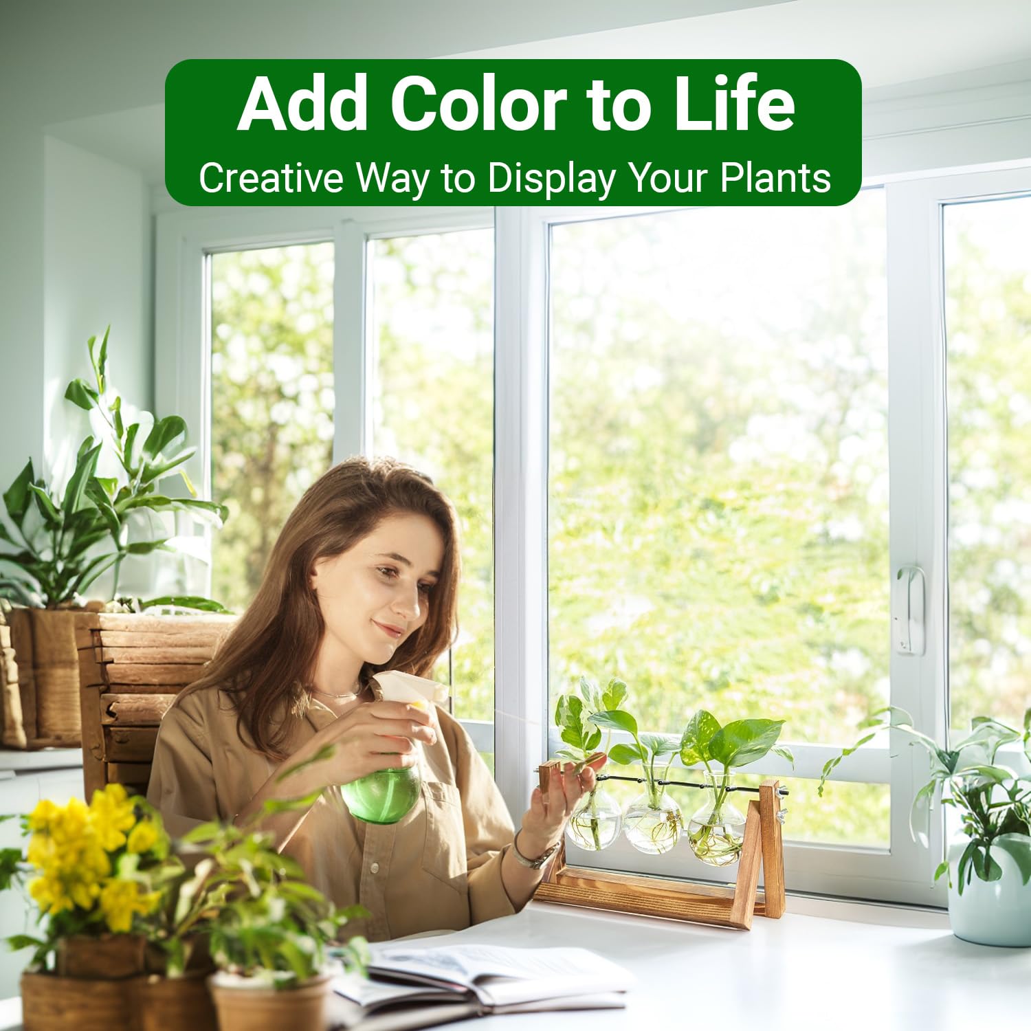 Vase Décoratif En Verre Avec Support Métallique Géométrique,... Pas