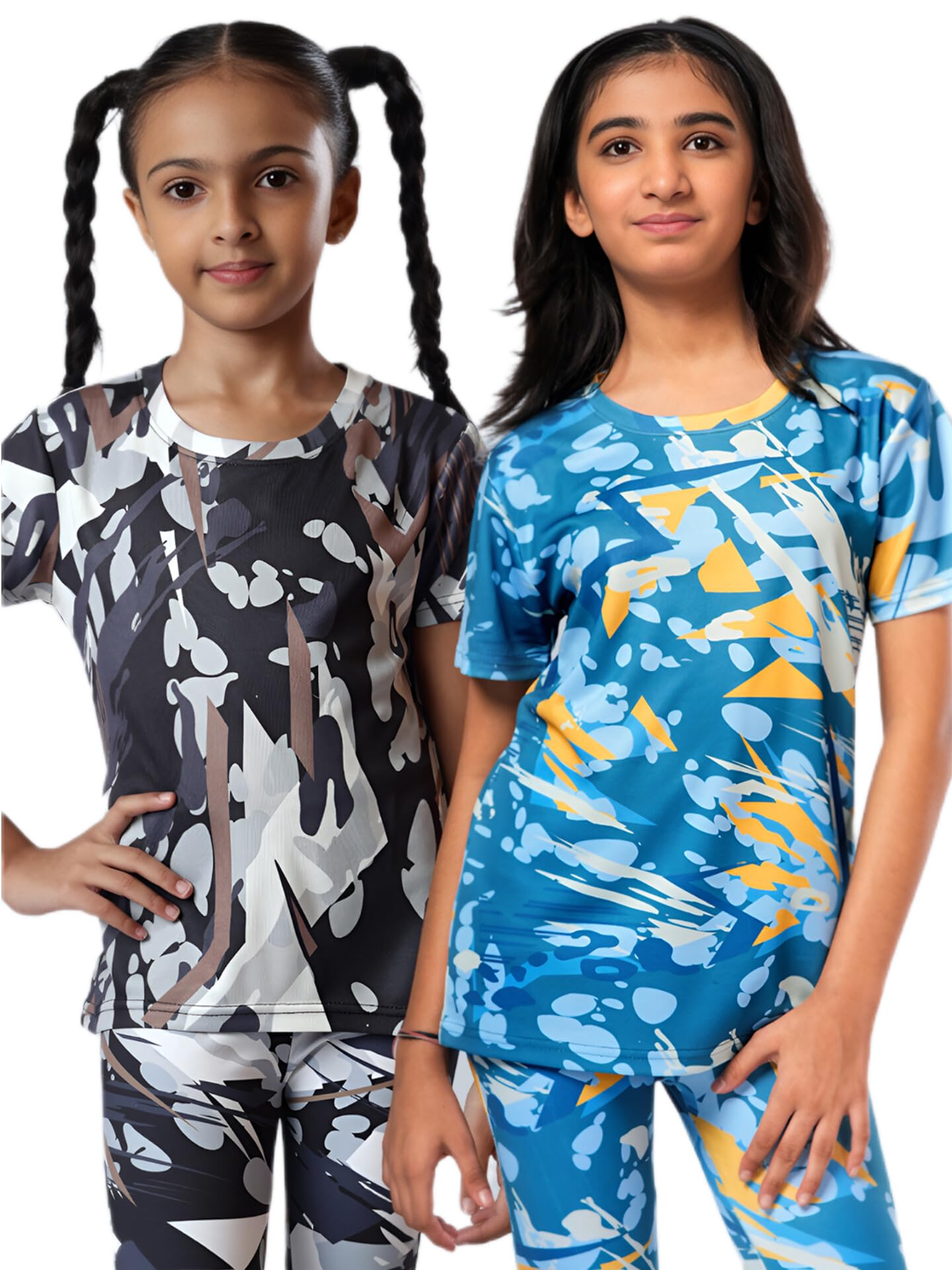 Girls Printed Activewear Jersey Pack of 2 Breathable Stretchy Comfort Fit (4-14 Yrs)-picture-12
