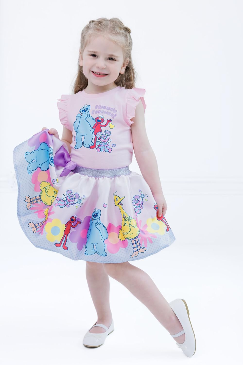 Sesame Street Tank Top and Satin Skirt Outfit Set Infant to Little Kid Sizes (12 Months - 7-8) - Image 2