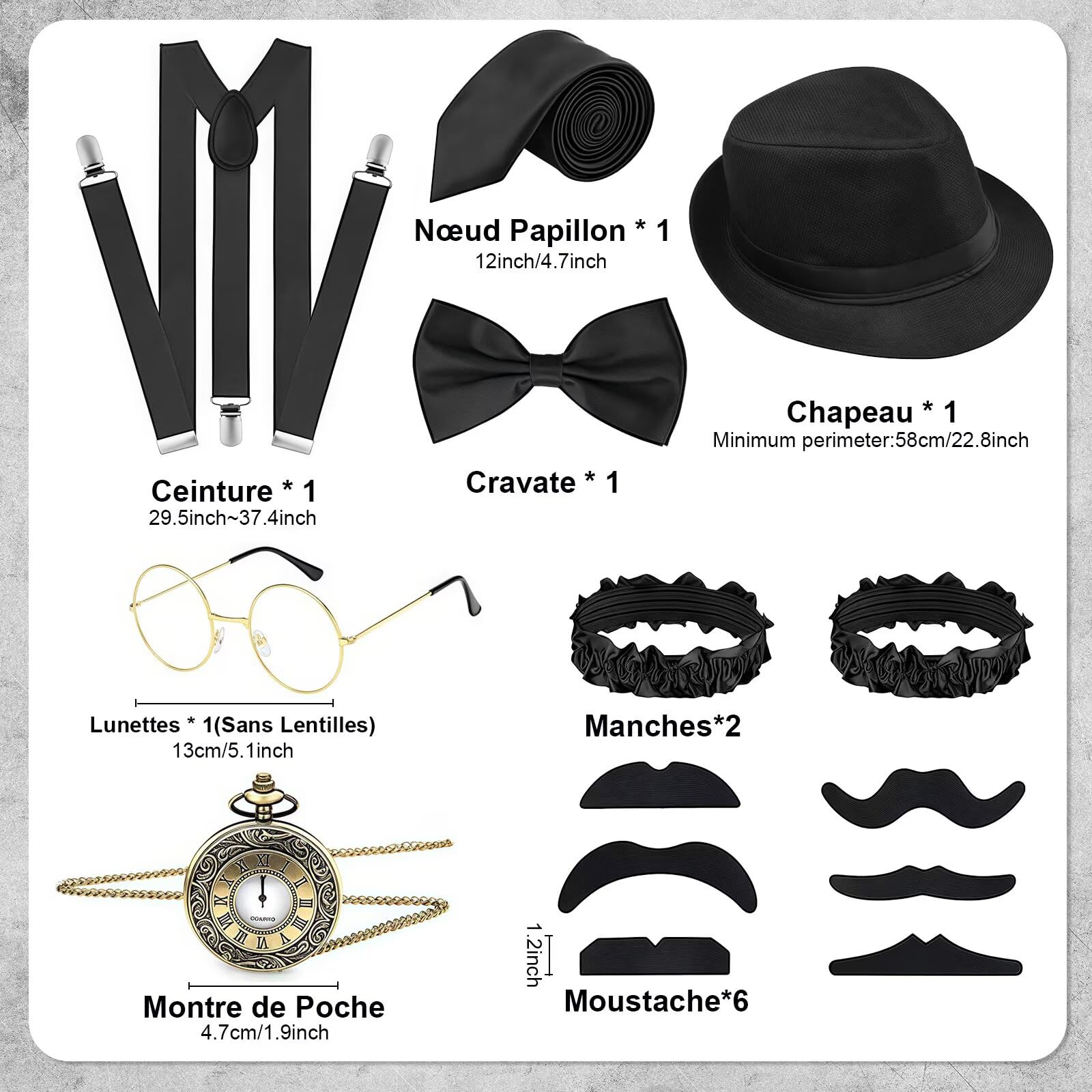 yecwkaz Accessory 20 Men's 1920s Costume Accessories Set including Waistcoats Tie Watch Costume Man 1920s for Carnival Halloween Cosplay Party - Image 2