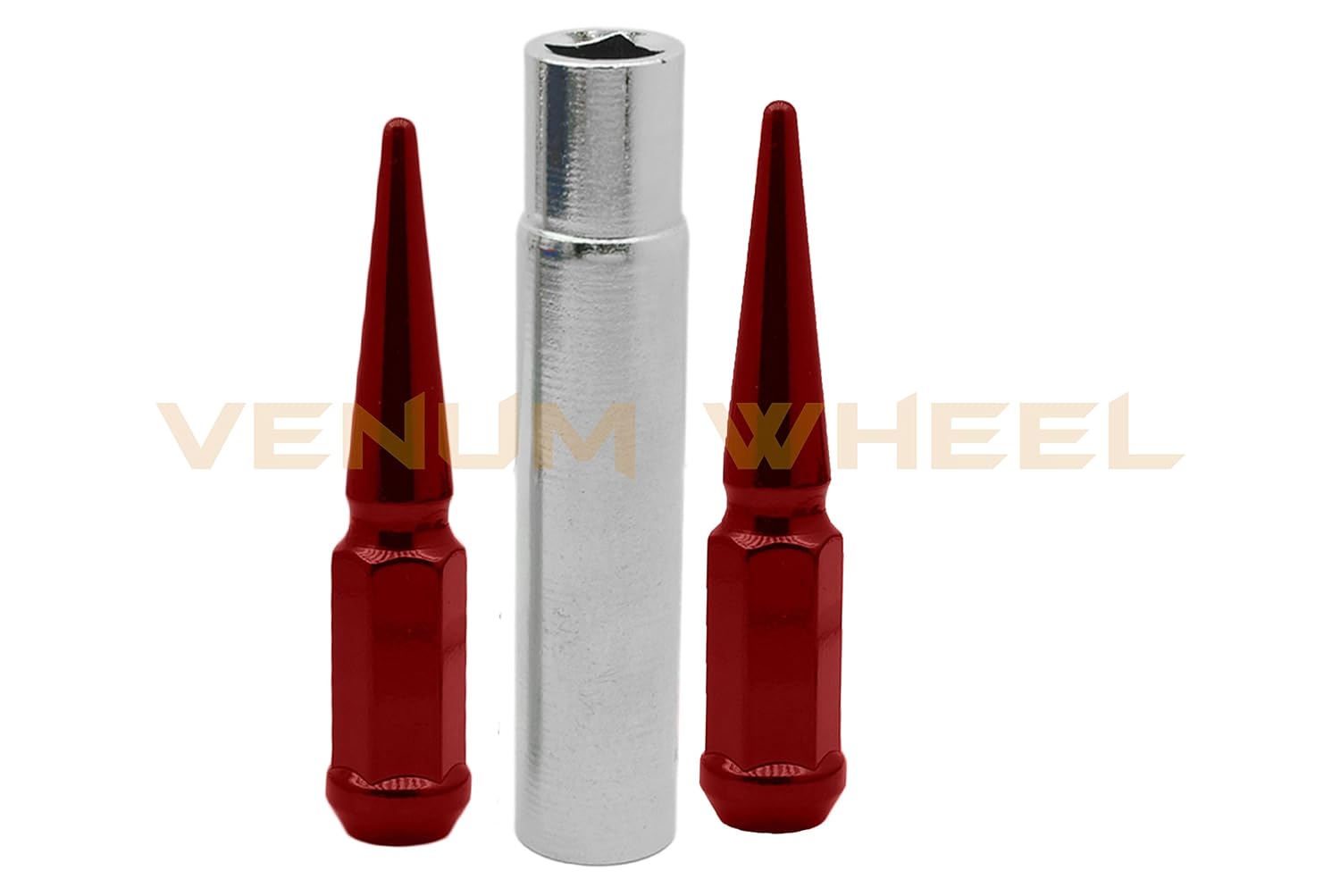 20 Pc Candy Red 1/2-20" Spike Tall 4.5" Acorn Lug Nuts | 1994-2001 Ram 1500