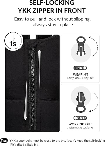 Miniatura 4 de Yvette Sujetadores deportivos para mujer de alto impacto con cremallera frontal para busto grande, soporte completo, espalda cruzada, entrenamiento