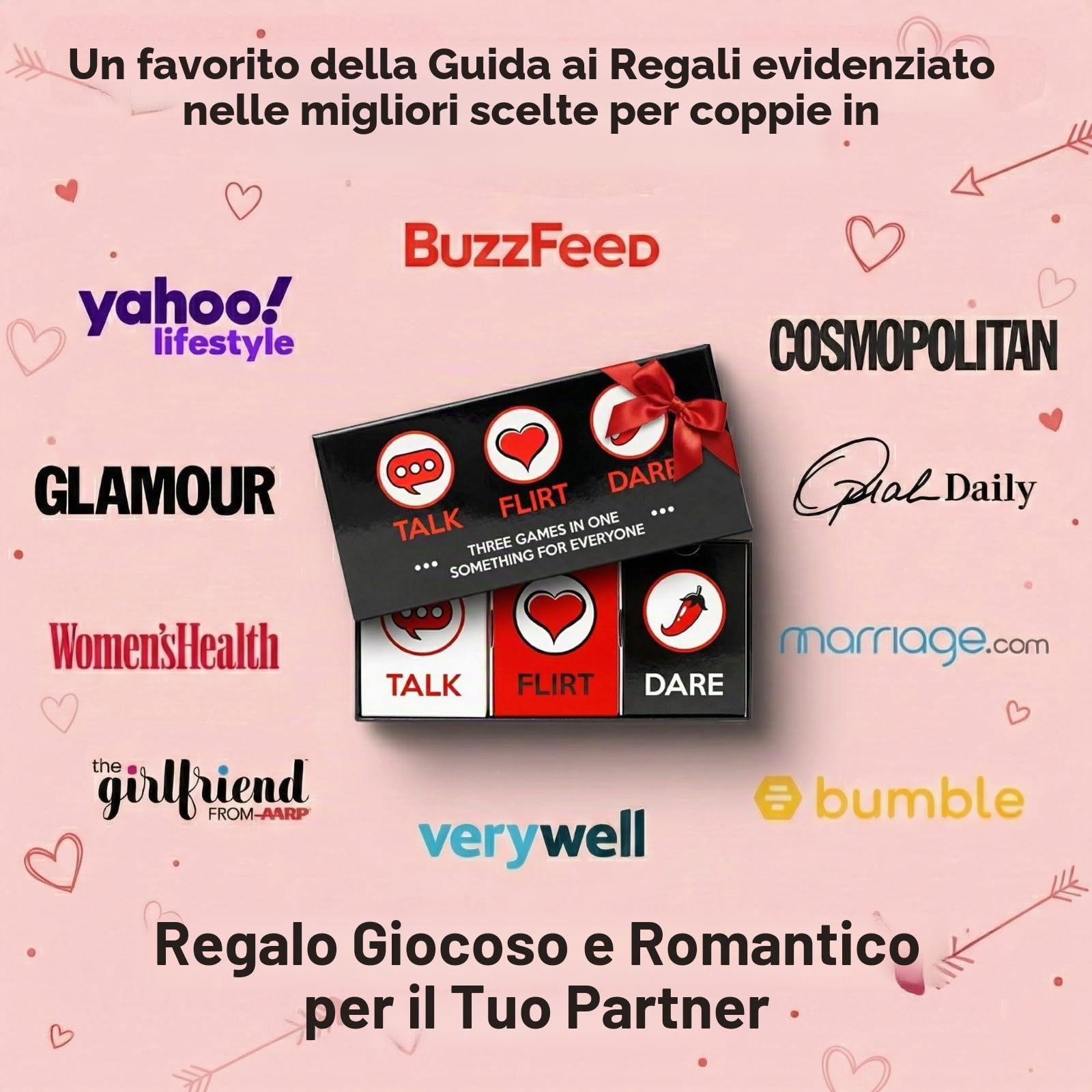 ARTAGIA Talk Flirt Dare, gioco divertente e romantico per coppie, scatola per appuntamento serale, carte di conversazione e azione per coppie per rafforzare le relazioni (versione inglese)
