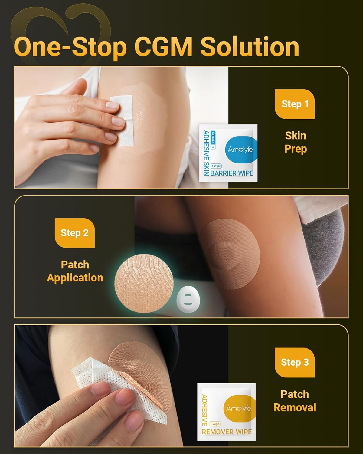 Dexcom G7 Over Patches Solution Kit, 20 Pack Dexcom G7 & Stelo Adhesive Patches Waterproof, 20 Skin Barrier Wipes & 20 Adhesive Remover Wipes for Enhanced Adhesion & Skin Protection (Tan)