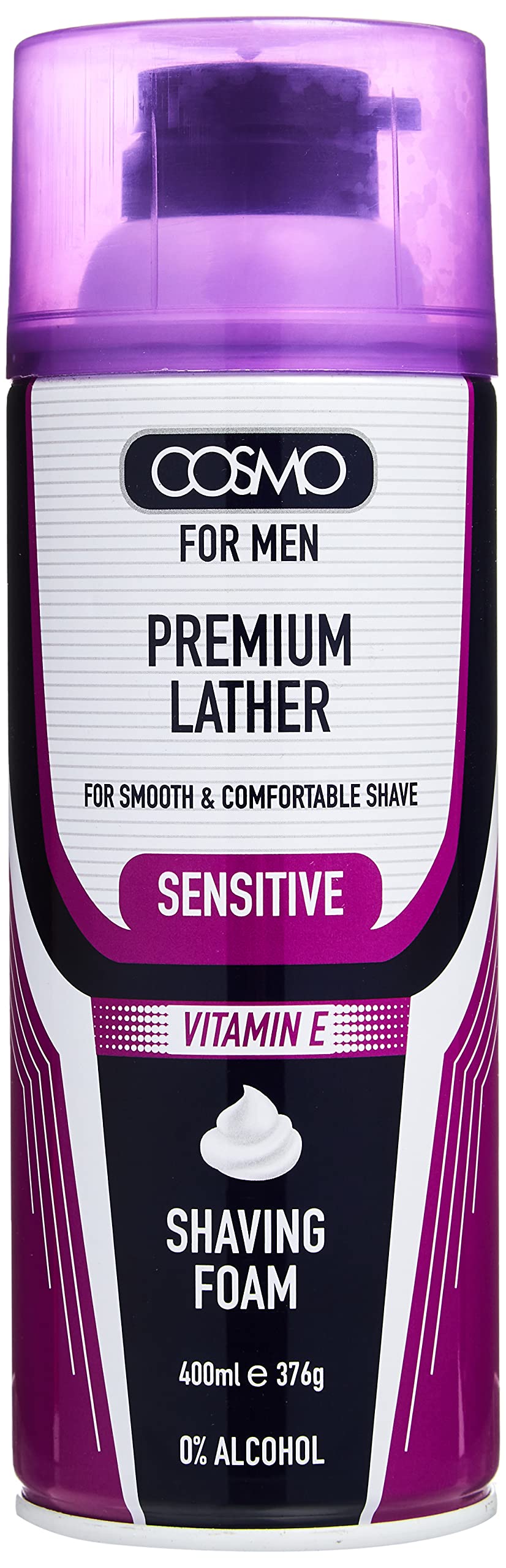 Cosmo For Men Premium Lather Shaving Foam 400ml (Purple)