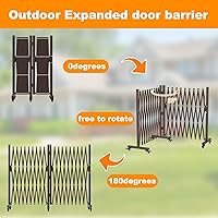 Vista 9 de Puerta de entrada expandible de 213 pulgadas de ancho y valla retráctil para exteriores, barricada de aluminio giratoria de 180° con ruedas, barrera