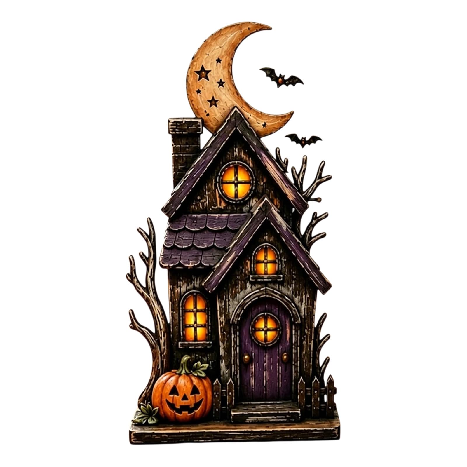 Spooky Fall Ghost Figurine Decor 15x5x1 CM Haunted Pumpkin House Figurine