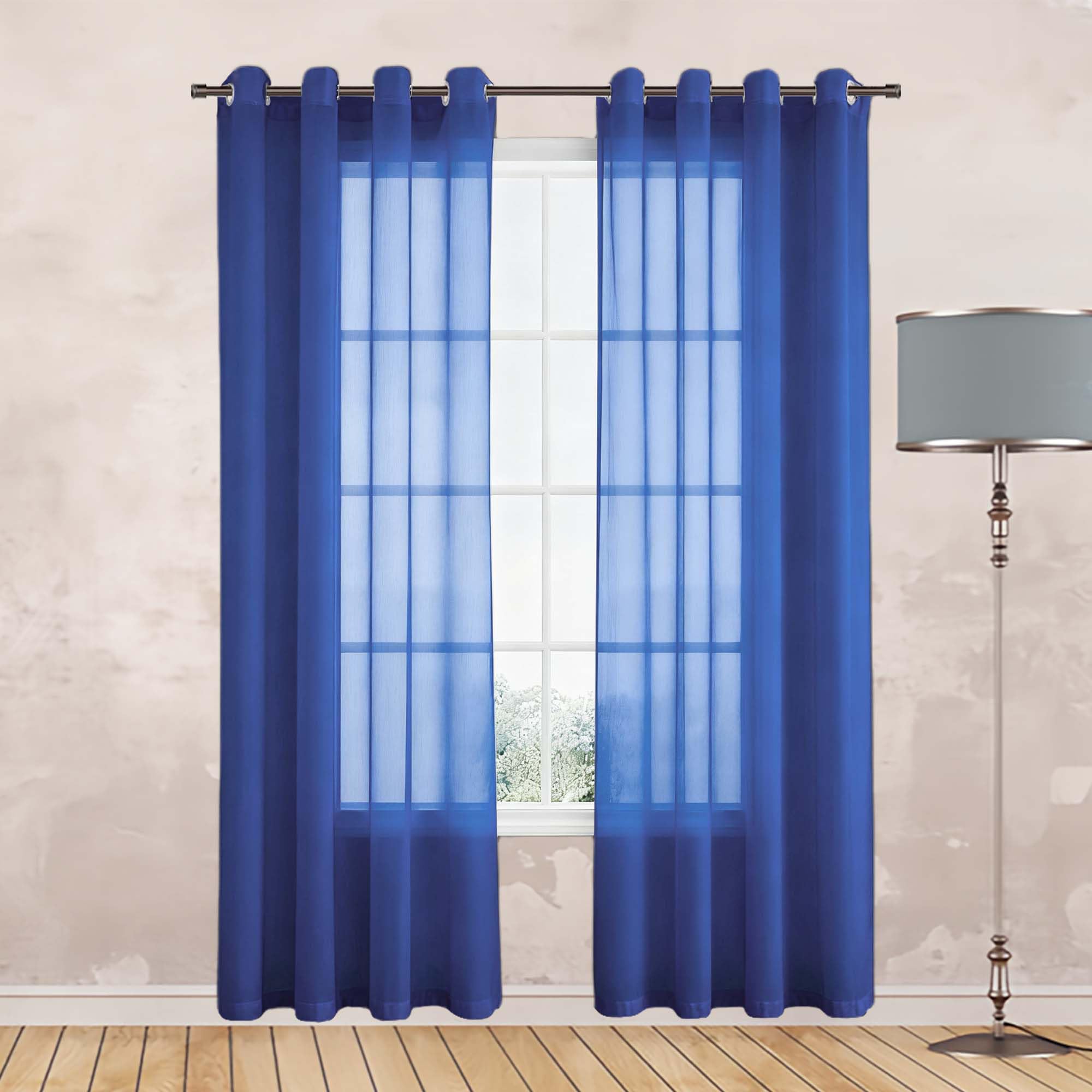 Voilages anti UV bleu foncé JIAFANG bloquer soleil doux salon