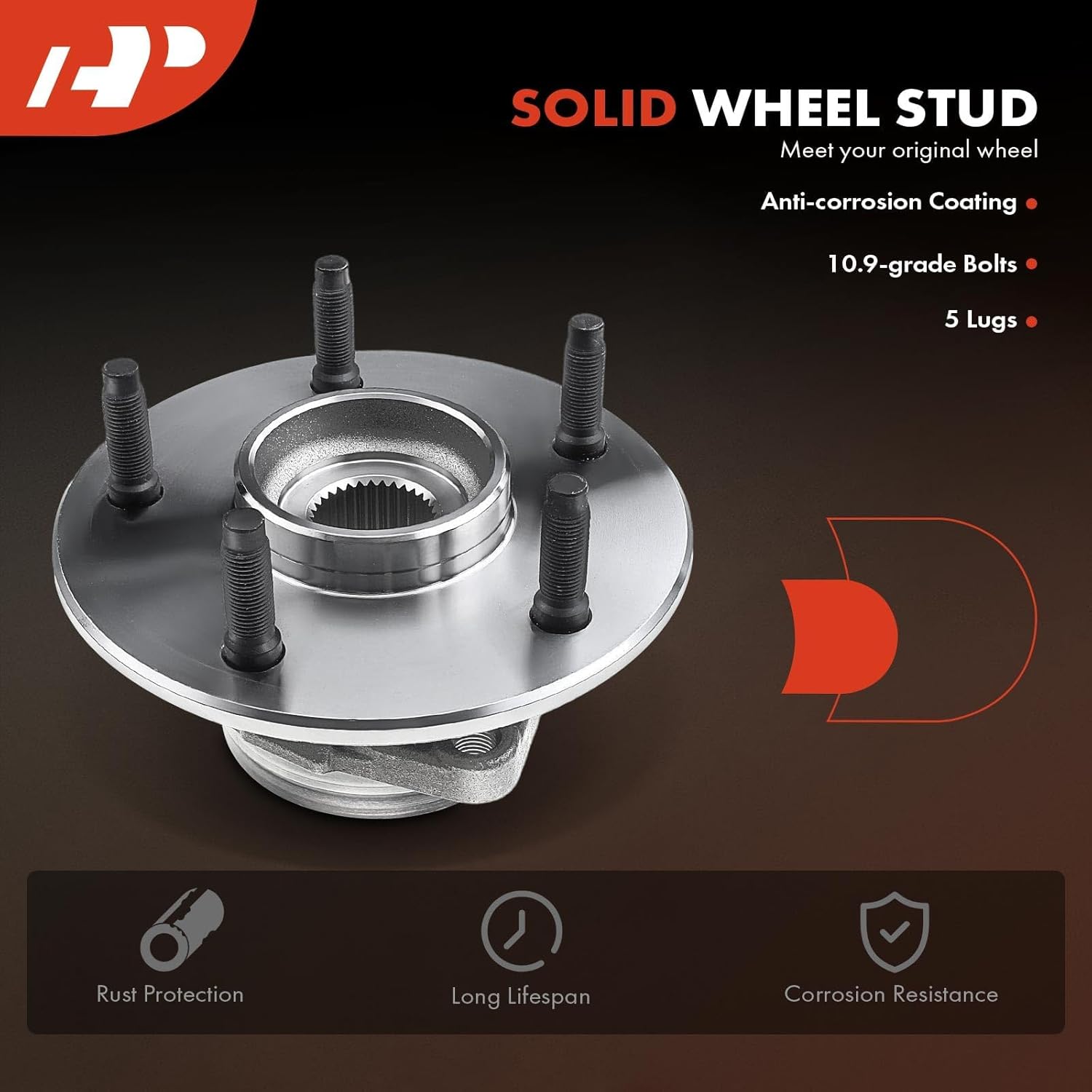 A-Premium Front Wheel Bearing and Hub Assembly with ABS & 5-Lug Compatible with Dodge Ram 1500 2000-2001, 4WD & 2-Wheel ABS Only