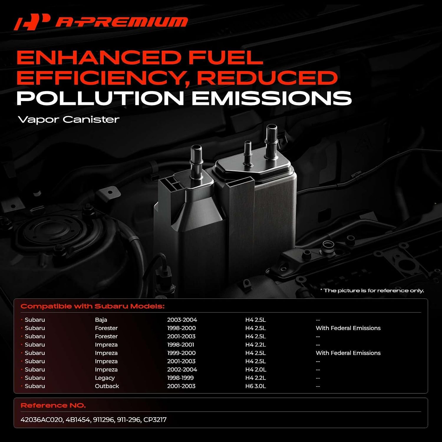 A-Premium Vapor Canister Compatible with Subaru Outback 2001-2003, Forester 1998-2003, Impreza 1998-2004, Legacy 1998-1999, Baja 2003-2004