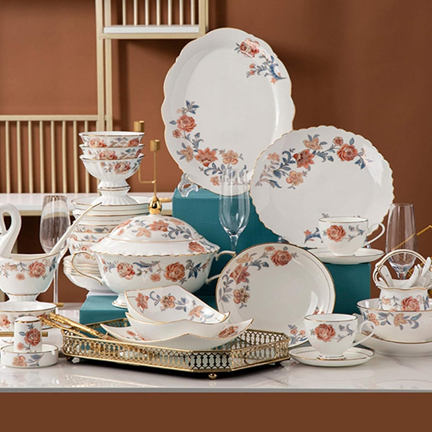 卓上ディナーセットキッチン食器セット、陶器ディナーセット、58ピース