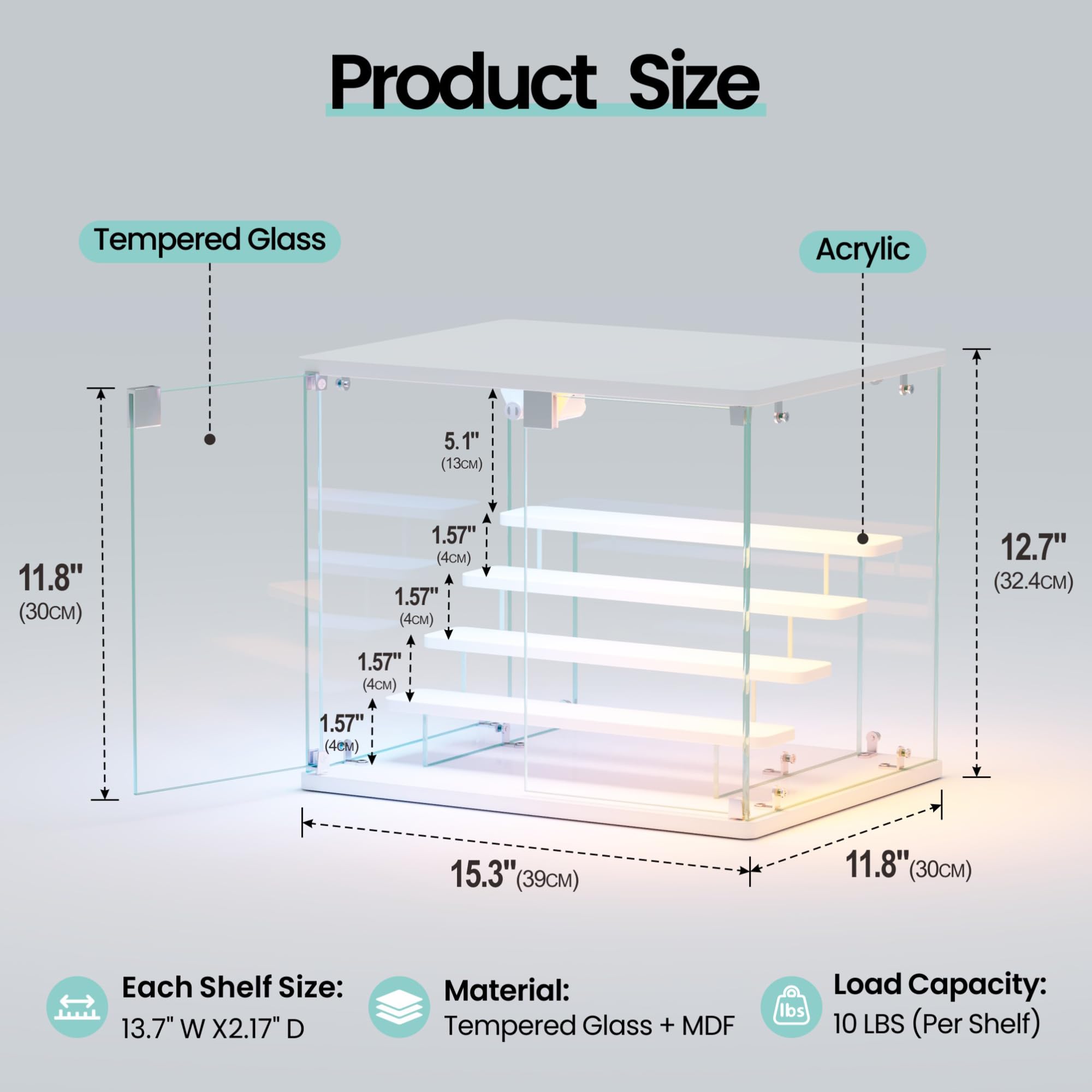 Lvifur Vitrine mit LED Beleuchtung und Glastüren für Sammlerstücke Figuren
