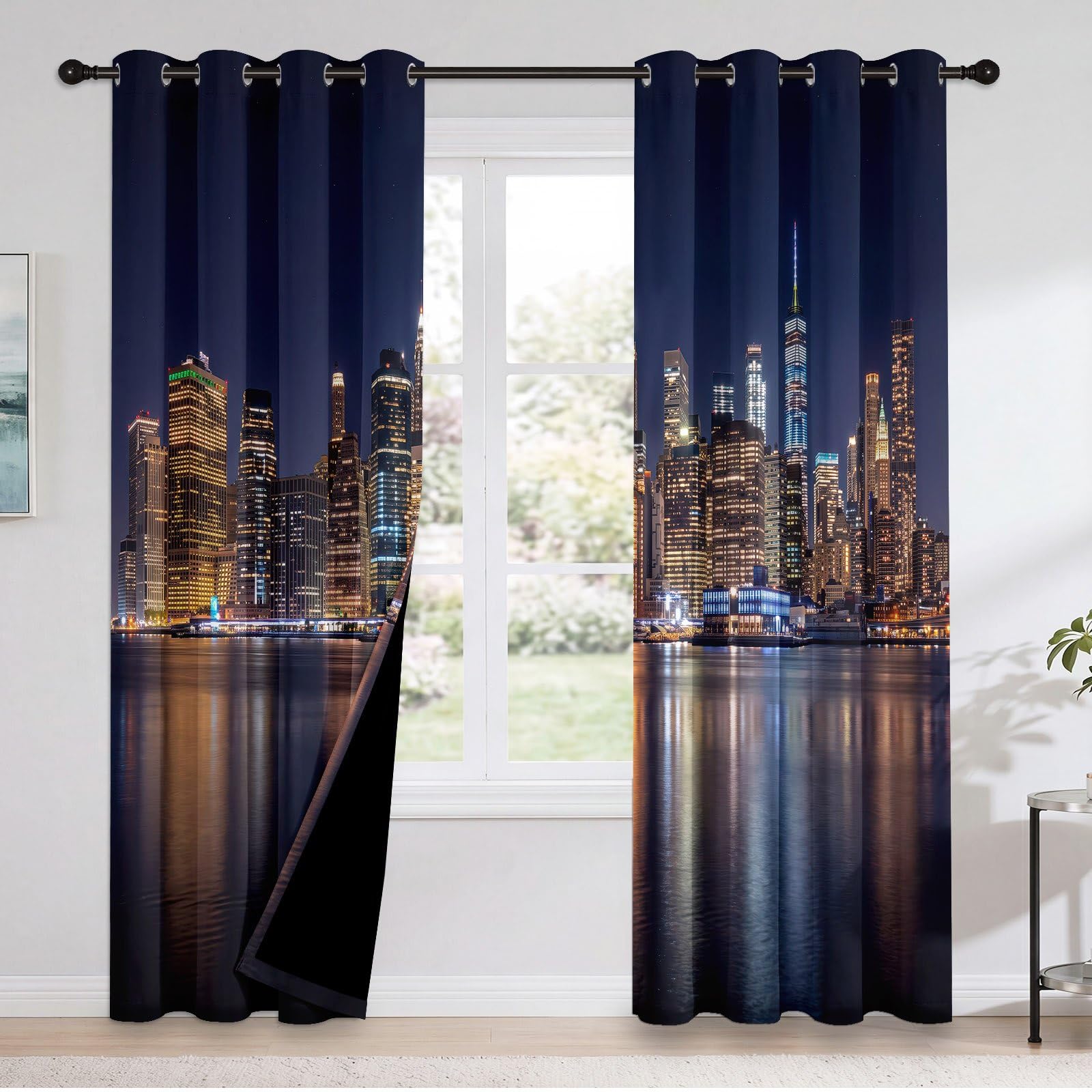 Moderna Urban Marine Oro Tenda Oscurante con Occhielli, 117L X 138H cm