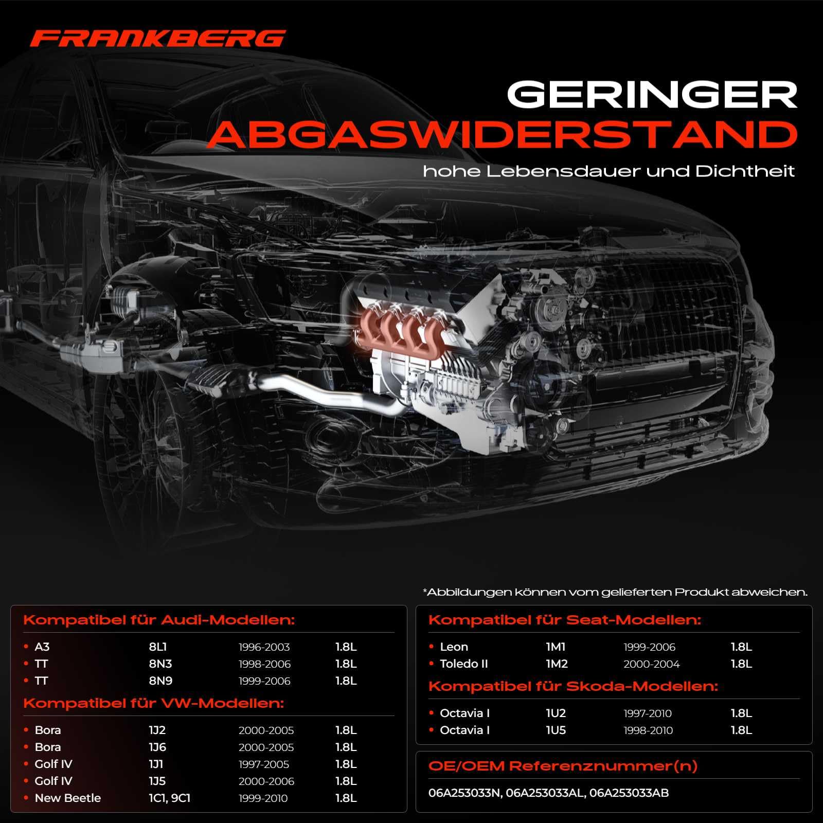 Auspuffkrümmer für A3 8L1 TT 8N Leon 1M1 Toledo II 1M2 Octavia I 1U B-o-r-a 1J Golf IV 1J New Beetle 1C1 9C1 1.8L 1996-2010 06A253033N
