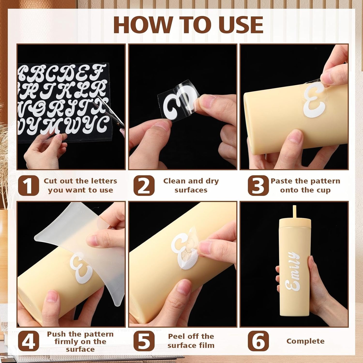 Honeydak 12 Pcs Personalized Tumbler 16oz Monogrammed Skinny Tumblers with Lids Straws and 5 Pcs UV Dtf Cup Wrap Letter Stickers, Multicolor Double Wall Plastic Tumbler for Wedding Women Gifts - Image 2