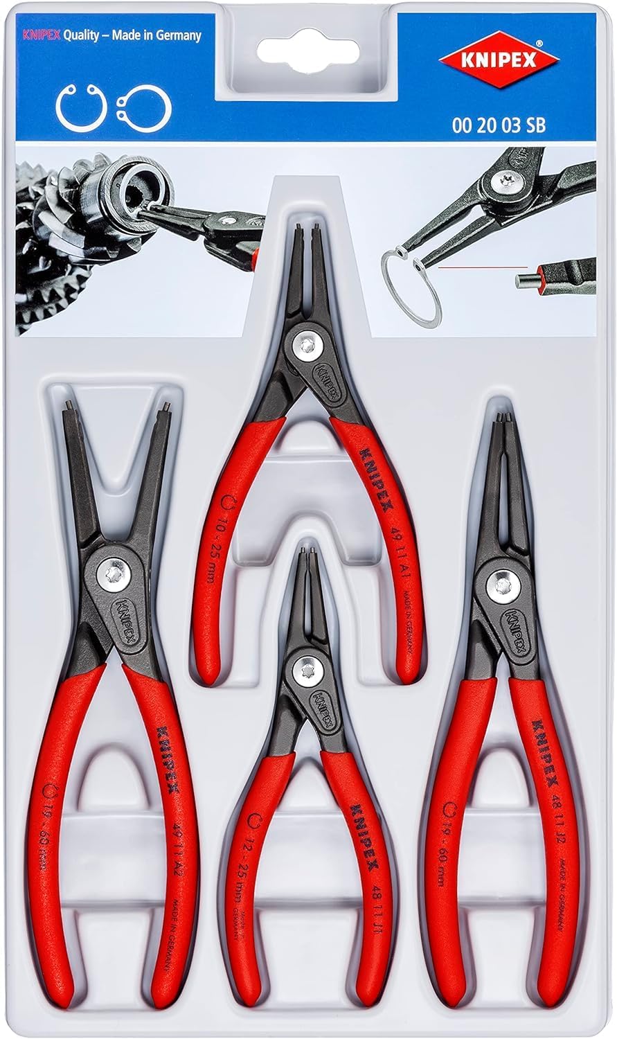 KNIPEX00 20 03 SB Precision Circlip Pliers Set (4 Piece)