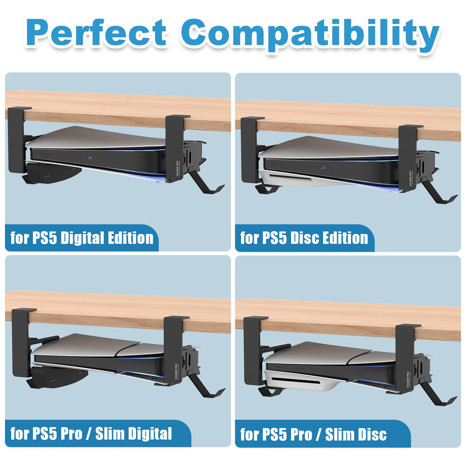 JUSPRO Supporto da tavolo per PS5 con PS5 Pro/PS5 Slim/PS5 Disc e console Digital Edition.