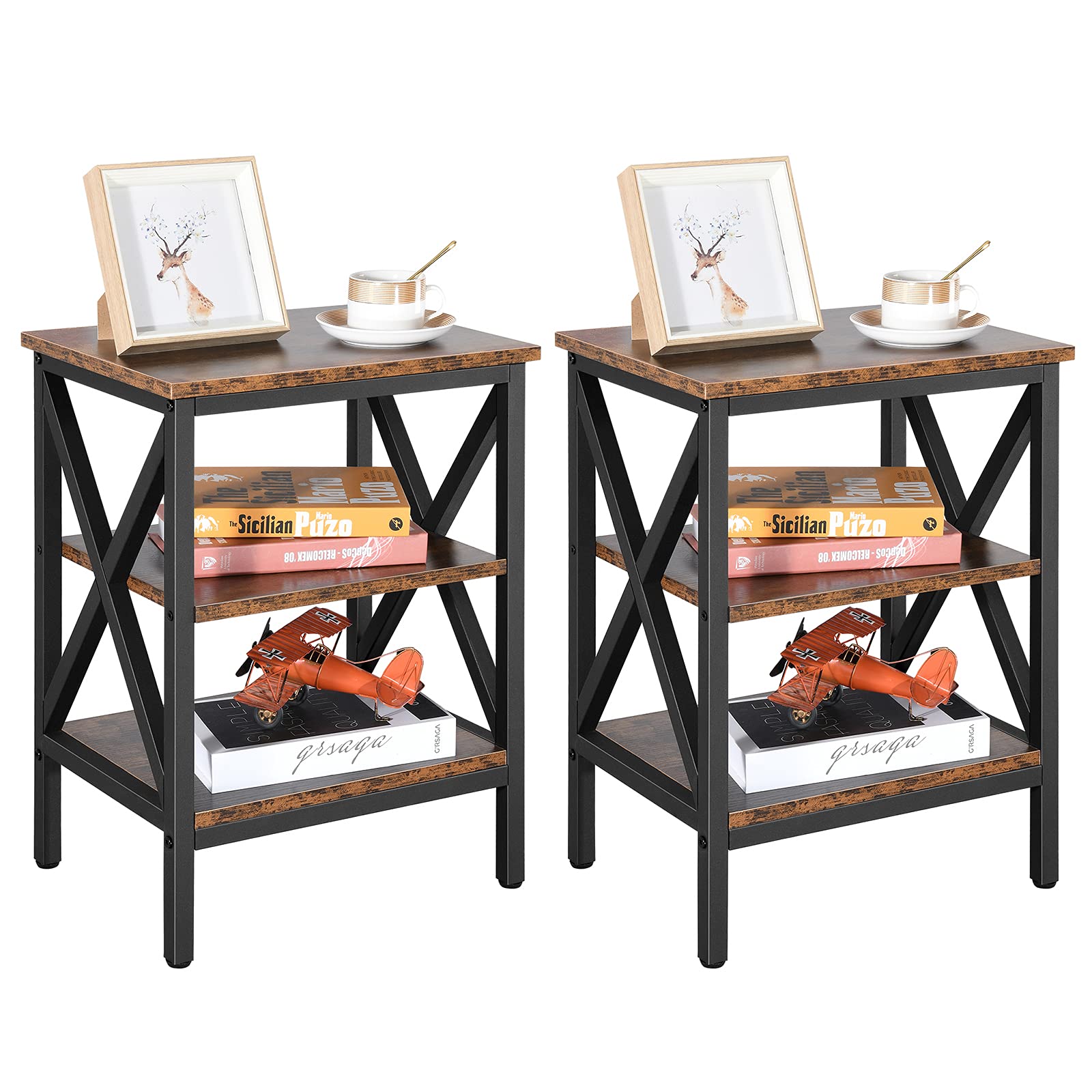 YITAHOME XDesign Side End Table Set of 2, 3Tier Industrial End Table