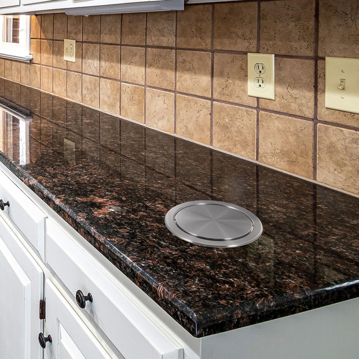 Coperchio Inox a da Incasso per Bidone della Spazzatura in 403 Design Pratico Ribalta Colore Argento per Cucina Domestica