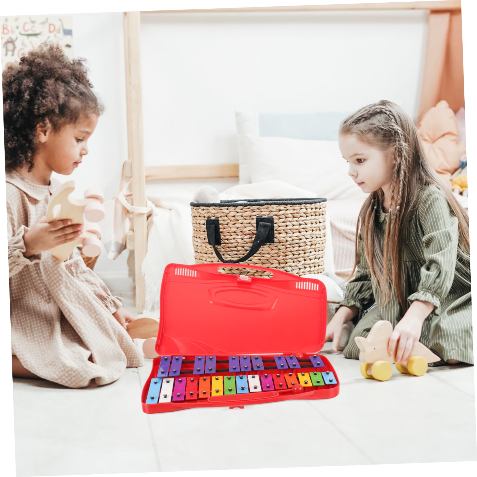 SUPVOX Xilófono de Percusión para Niños 25 Tonos, Instrumento Musical Educativo Seguro y Fiable Teclas de Hierro y Cuerpo de Plástico Adecuado para Aprendizaje Musical