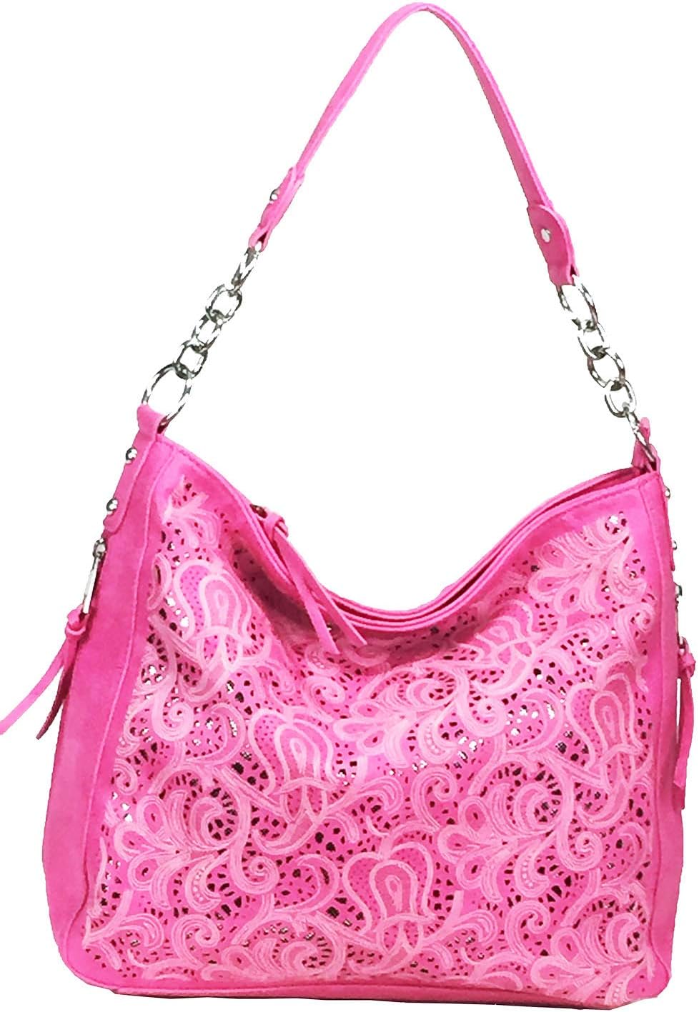 Laser Cut Bling Hobo fashion CCW Bag Faux Leather Concealed Carry Purse