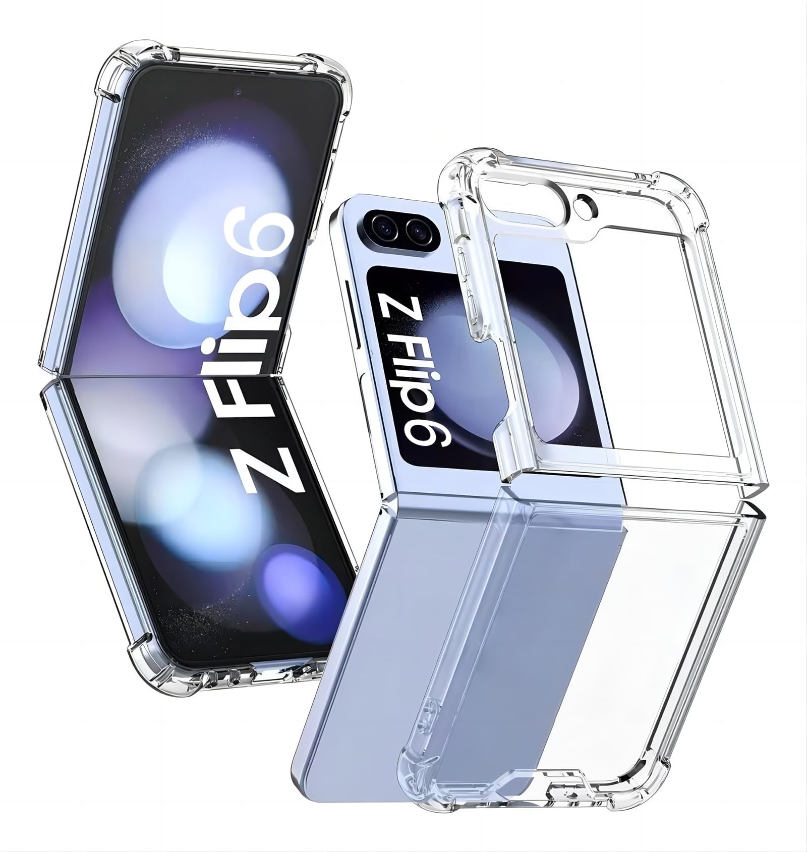 USTIYA Funda para Samsung Galaxy Z Flip 6 5G acrílico transparente + TPU cuatro esquinas funda protectora transparente sin amarilleamiento (transparente)