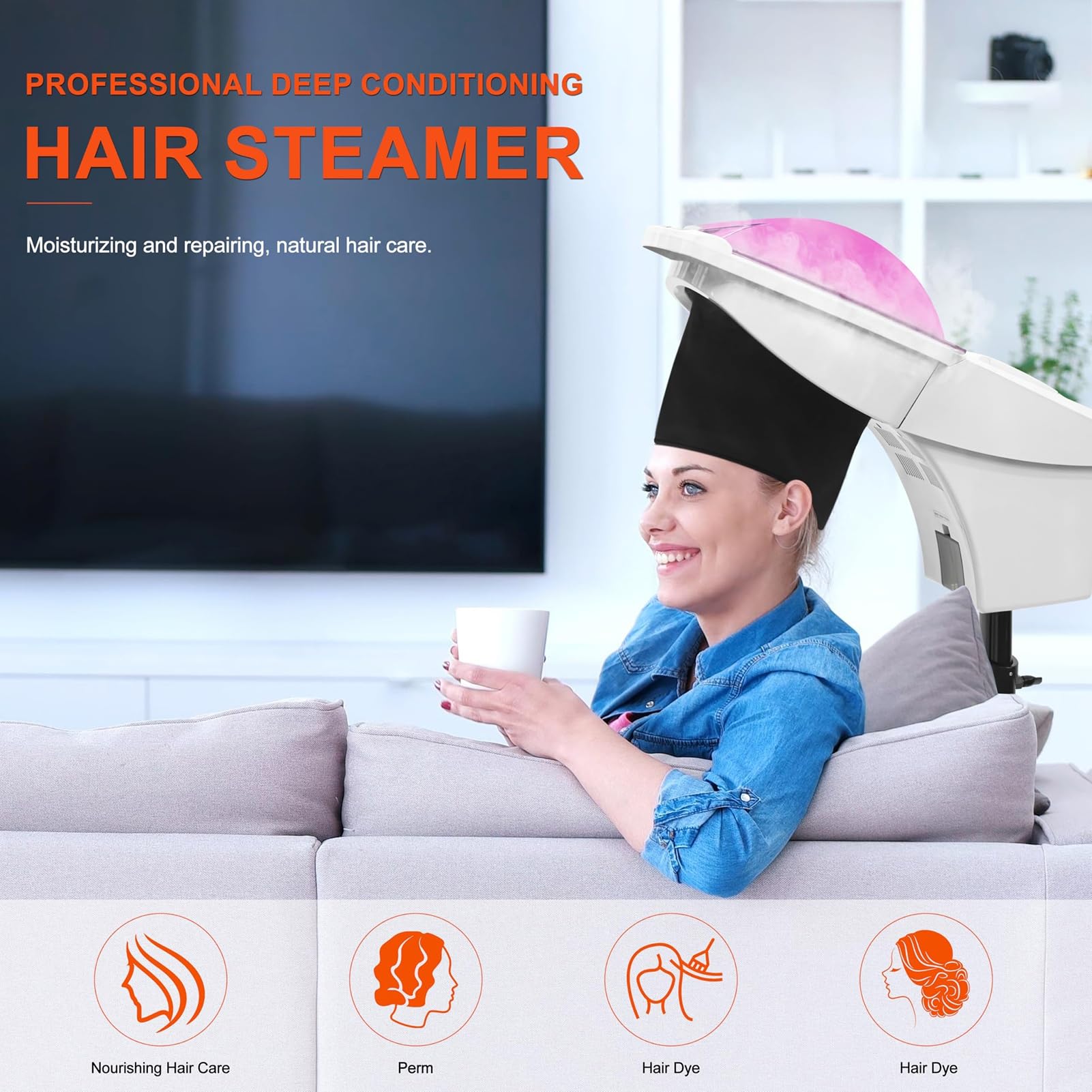 Parownica do włosów Salon Micro Mist Scalp Treatment Dye Perm Professional, 7 Color Hair Steamer do pielęgnacji, głębokie odżywianie, czarne włosy, parownica Micro Mist