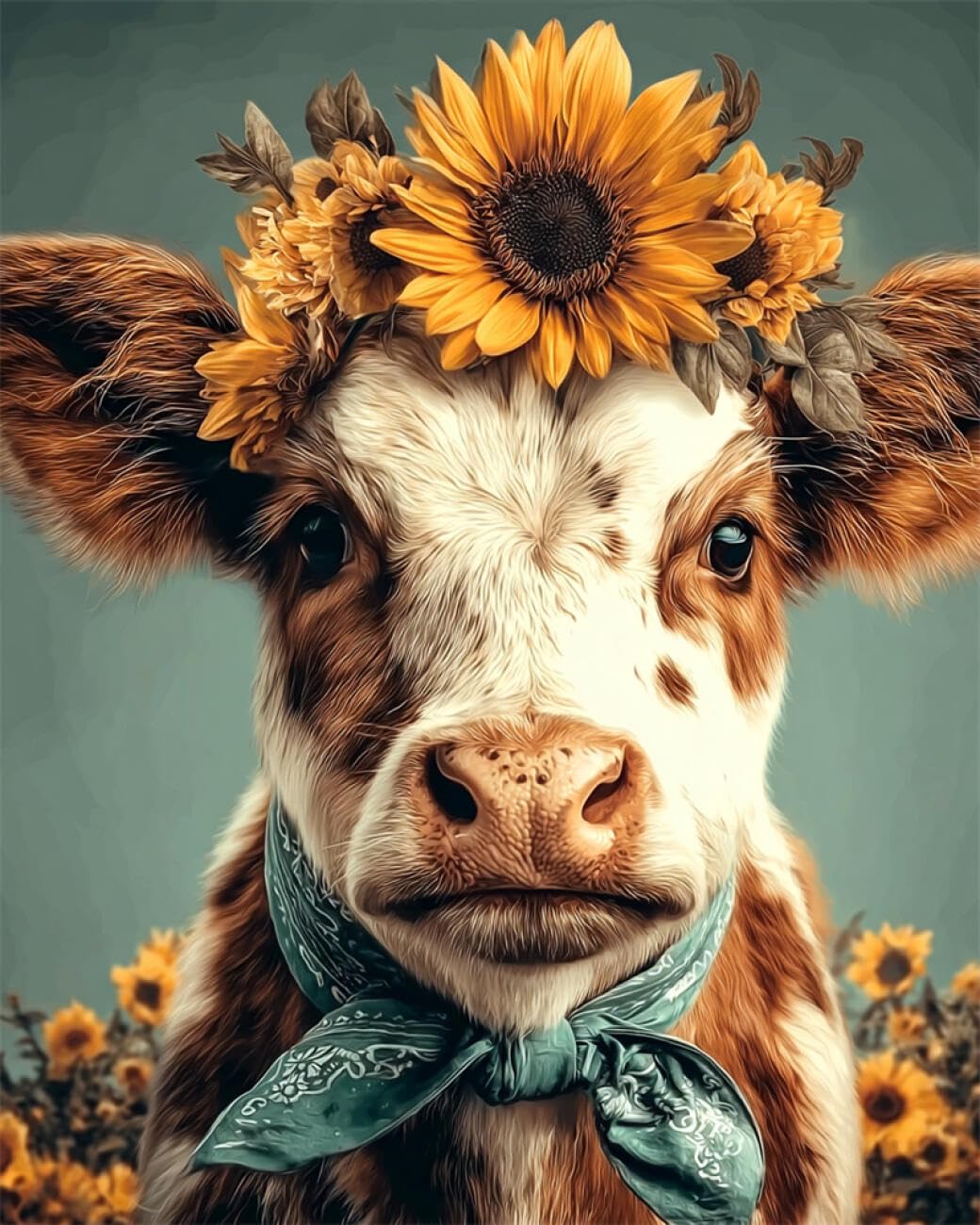 RKFLGEW DIY Bead Embroidery Kit Cartoon Cow 50x70cm