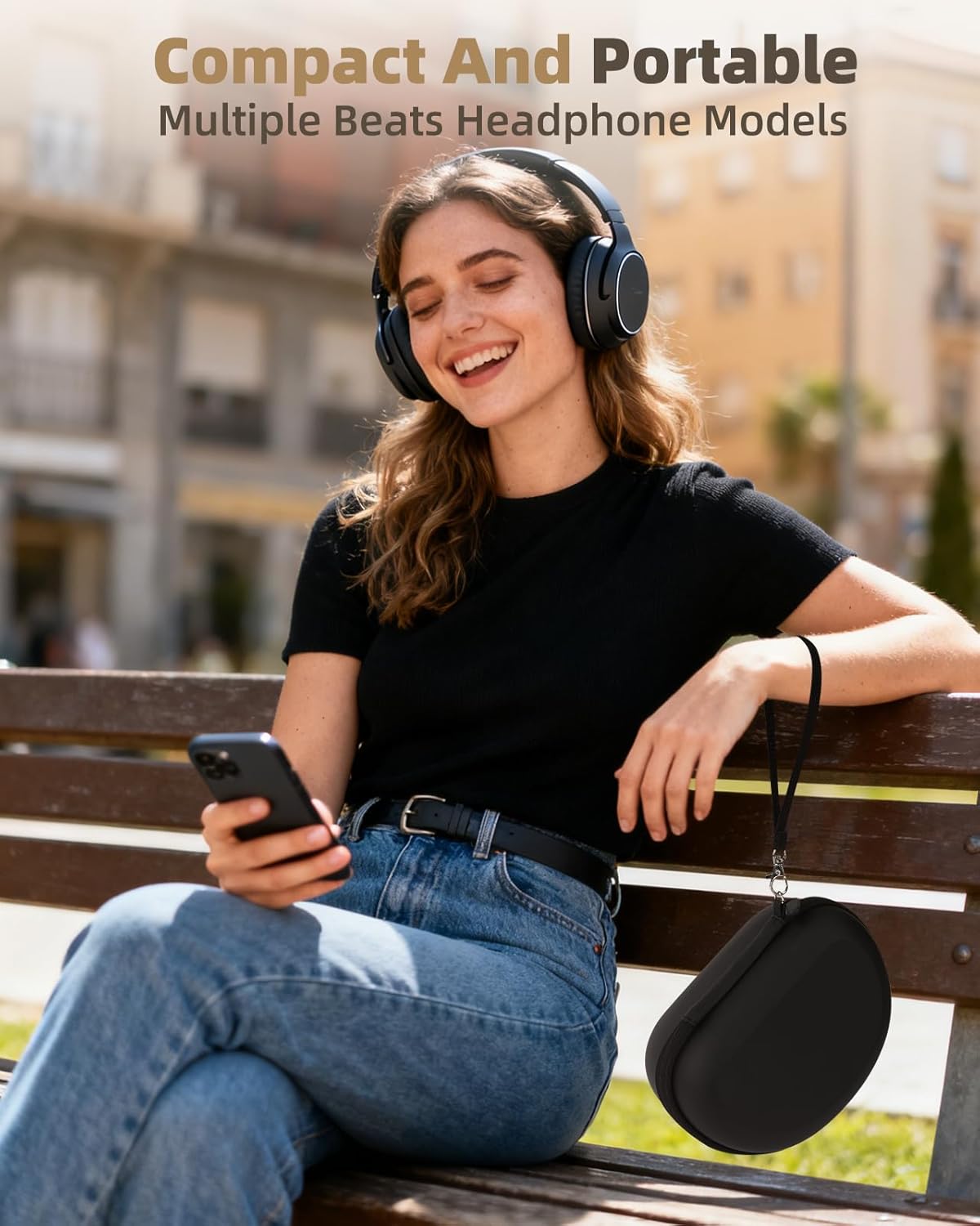 Hard Case for Beats Solo 4/Solo 3/Studio Pro/Studio3 On-Ear Headphones, Universal Portable Travel Organizer Bag with Honeycomb Lid Protection (Black) - Image 6