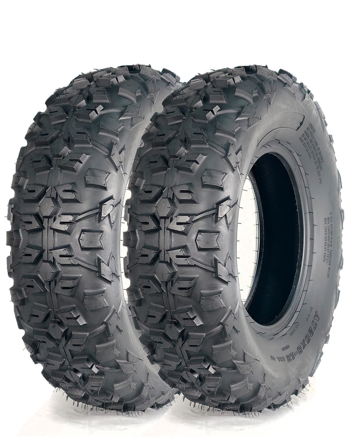 Garvee Pneus ATV 25x8-12 (Lot De 2), Avant 6PR Tout-Terrain, Pneus Hors Route 25x8x12 Pour Sentier Et Sable ATV UTV, Paroi Latérale Renforcée, Protection De Bande De Roulement, Sans Chambre