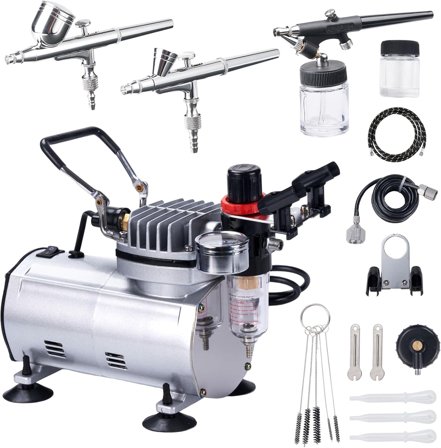 Airbrush Kit with Compressor, 1/5HP Motor with MAX100 PSI
