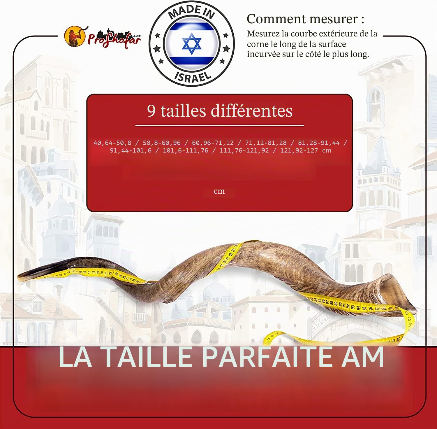 Shofar koudu casher d'Israël, certificat officiel signé kasher, corne de chophar, fabriqué en Israël, avec bonus gratuits