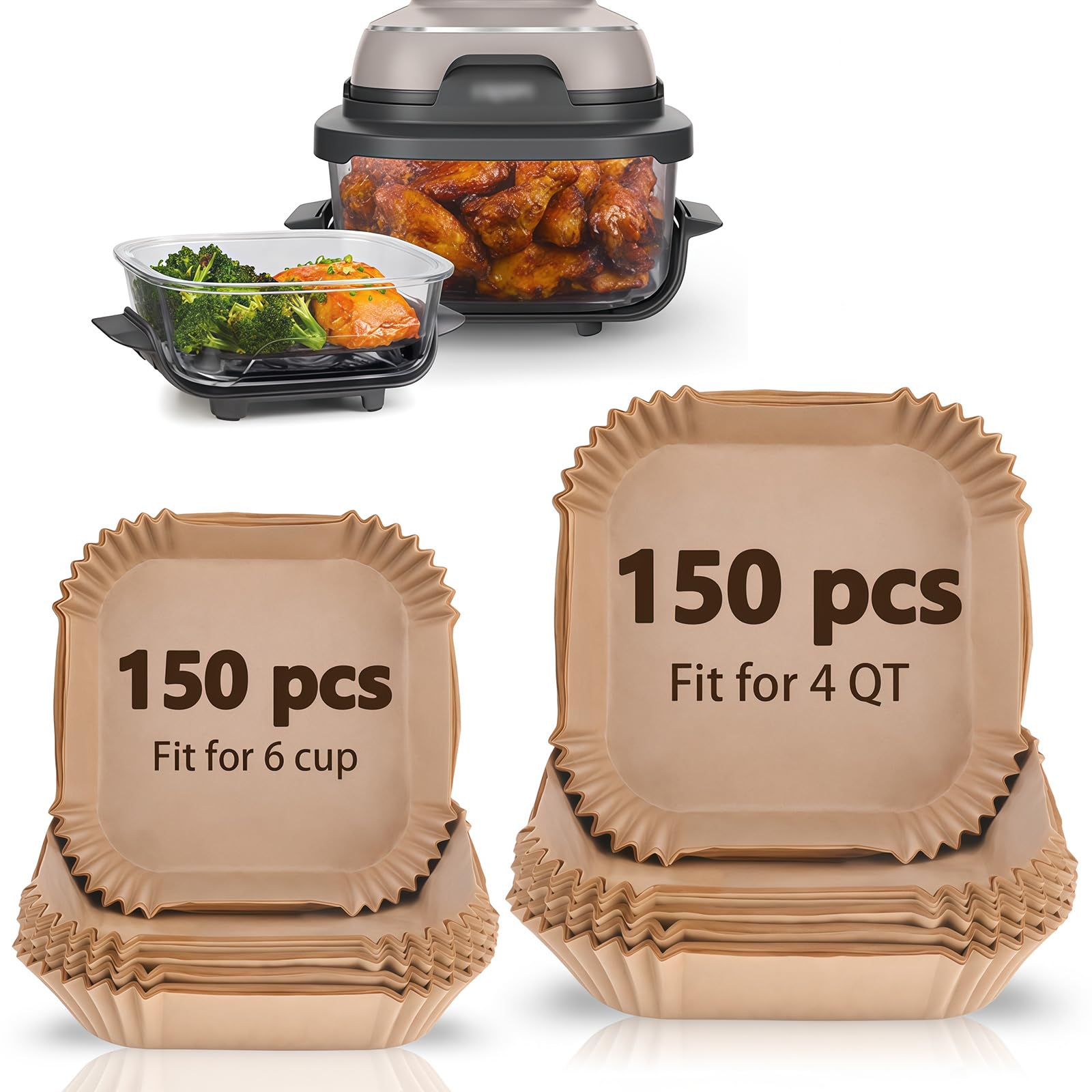 WMKGG 300PCS Air Fryer Liners for Ninja Crispi,4 QT&amp;6 Cup Parchment Paper