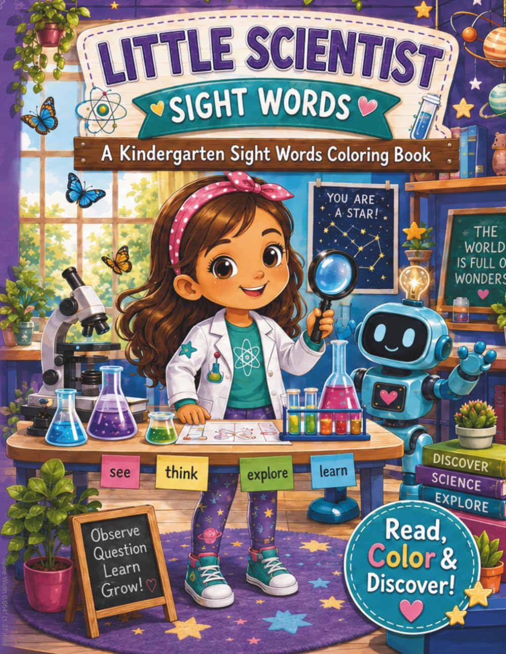 Little scientist sight words: A kindergarten sight words coloring book